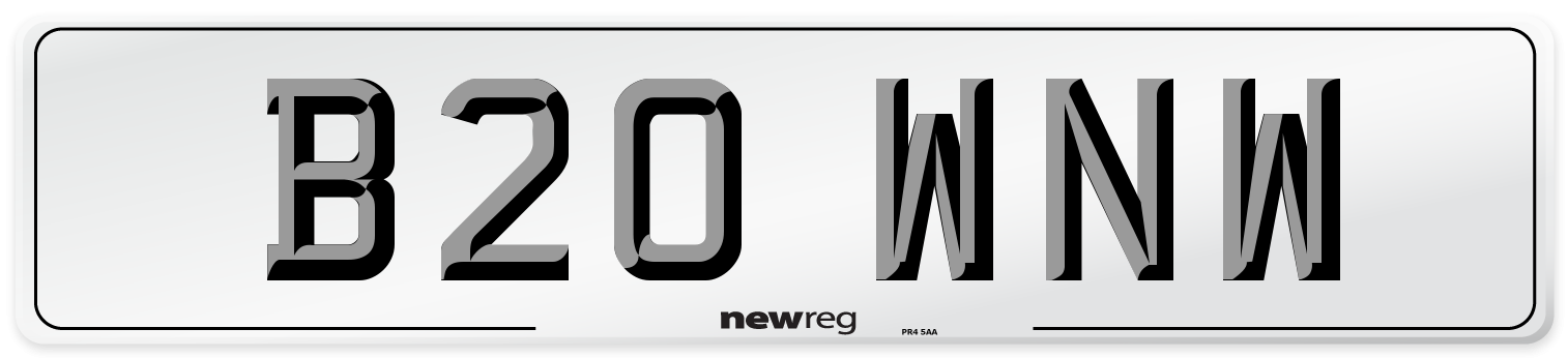 B20 WNW Number Plate from New Reg